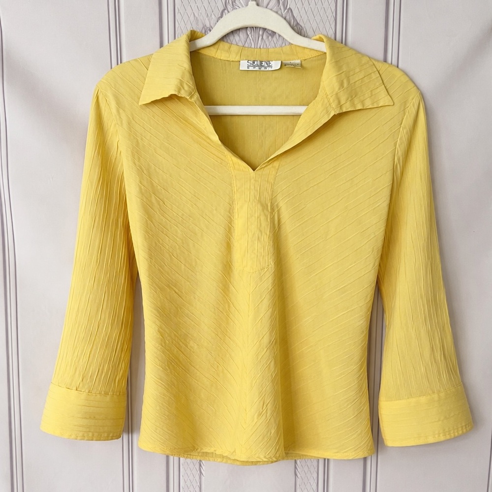Selene Sport Yellow Textured Blouse - Size Large